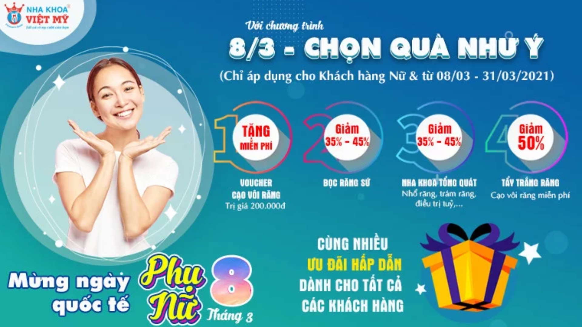 Ưu đãi 8/3 - Nha khoa Việt Mỹ
